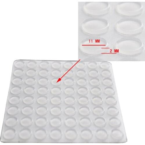 64pcs 11mm x 2mm clear Black anti slip silicone rubber plastic bumper damper shock absorber 3M self-adhesive silicone feet pads