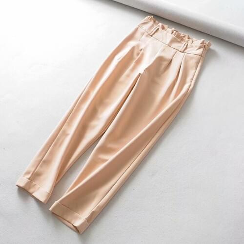 Womens pants Summer new womens 2019 fashion solid color flower side high waist pants loose casual pants temperament wild pants