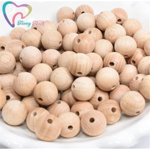 100 PCS Top Quality Beech Wooden Chewable 10-25MM Round Beads Ecofriendly Beech Beads DIY Craft Jewelry Accessories Baby Teether