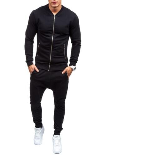 2020 spring autumn slim Zipper Cardigan European sports suits European spot Fitness V neck coat+pants wholesale D003 set