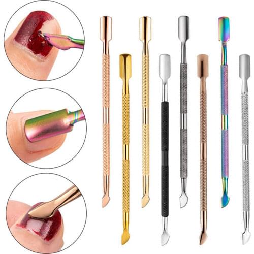 Double Sided Nail Polish Remover Dead Skin Remover Stainless Steel Nail File Metal Cuticle Pusher Nails Pedicure Tool Nail Care