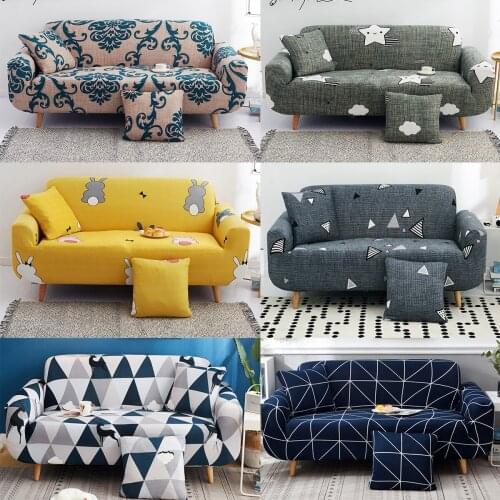 Elastic Sofa Cover Printed L Shape Couch Cover Universal All-inclusive Slipcover Removable Adjustable Protector For Living Room