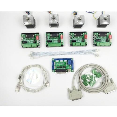 CNC Router mach3 4 Axis Kit, 4pcs TB6560 driver + 5 axis stepper motor controller + 4pcs nema17 1.8A motor