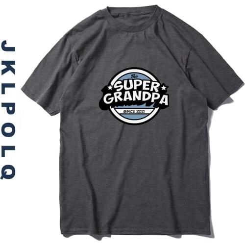 JKLPOLQ Summer Mens T Shirts Harajuku Tees Super Grandpa Printing 15 Colors Short Sleeve Funny Tops Plus Eu Size 3XL