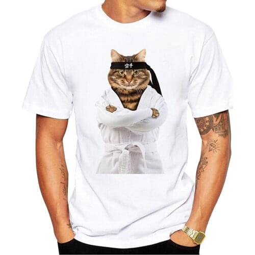 Karate Cat Men Short Sleeve T-Shirt Summer Cool Top O-Neck Causal Fashion Harajuku 3D Tshirt Hip Hop Streetwear