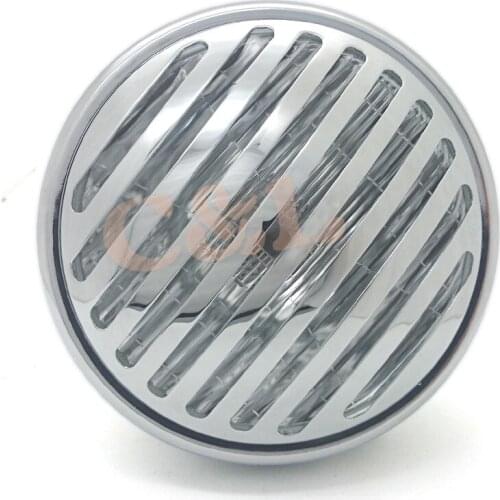 Chrome 7'' Bullet Headlight With Fence Grill Cover For Harley Chopper Bobber Custom