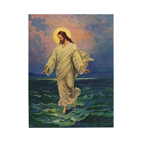 Jesus Christ Walking On Water" Moon Background oil painting art - hand painted oil painting # accept custom Christ art