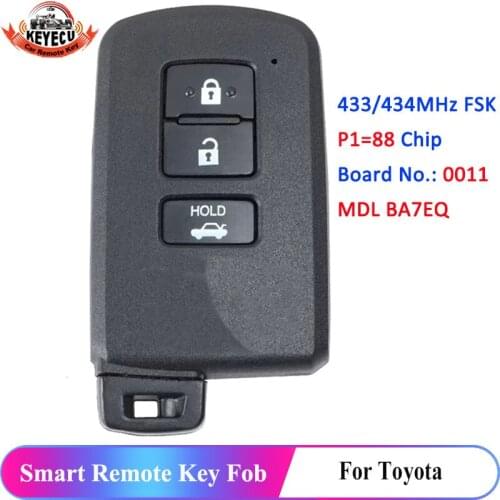 KEYECU MDL BA7EQ Board 0011 Keyless for Toyota Auris Yaris Hybrid RAV4 2012 2013 2014 2015 2016 2017 2018 433/434MHz Remote Key
