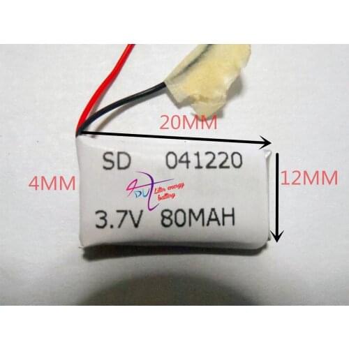 Best battery brand 3.7V lithium polymer battery 041220 401220 80mah MP3 MP4 MP5 Bluetooth headset