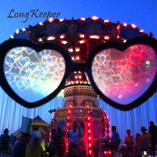 Love Heart Shape Sunglasses Women Kids Heart Glasses Girls Special Effect Light Change Love Heart Lens Color Sunglasses Oculos