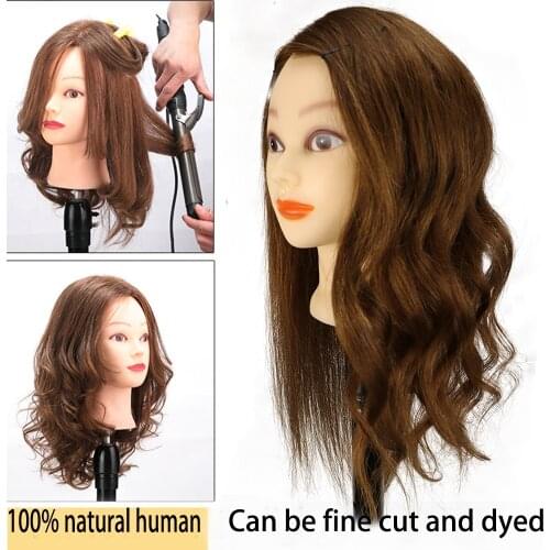 20 Inch 100% Natural Hair Mannequin For Hairstyles For Hairdressers Hairdressing Hair Products Maniqui Hairdresser Training Head