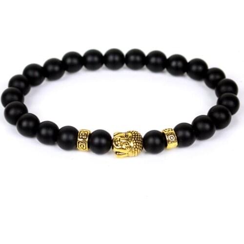 Fashion Frosted Round Beads Buddha Bracelets For Women Couple Black White Bracelet Men Handmade Charm Jewelry For Friend Gift