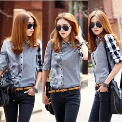 New Womens Lady Loose Long Sleeve Casual Blouse Shirt Tops New Fashion Blouse Maxi size M-XXL