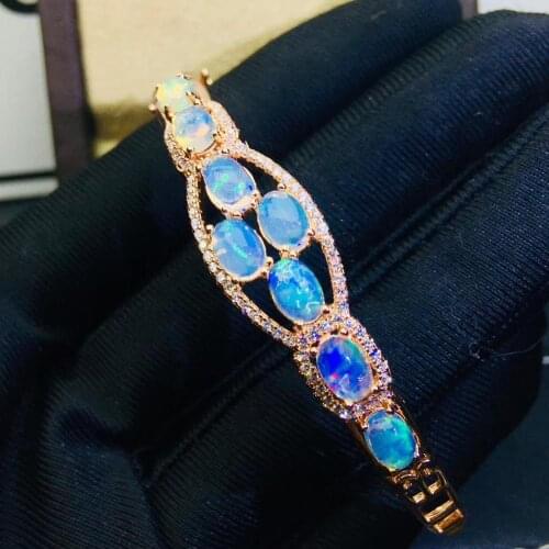 New Arrival Natural Real Opal Bangle 925 Sterling Silver Fashion Opal Bangle