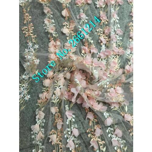 New Design African Net Lace Fabric Mesh Tulle Lace with 3d flower Nigerian French Guipure Lace Fabric