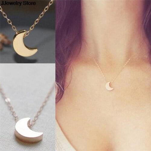 Delicate moon pendant Necklace crescent Curved moon necklace Gold Silver women Necklace ladies Jewelry Birthday Gift