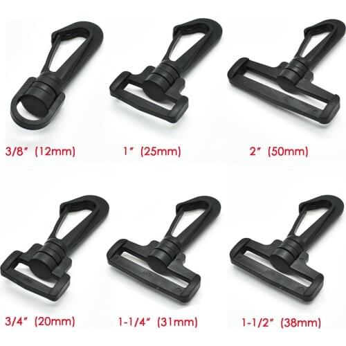 Webbing 1/2"~2" Plastic Swivel Snap Hooks Hardware Side Release Buckle Paracord Backpack Straps Bag Parts 6 Size Pick