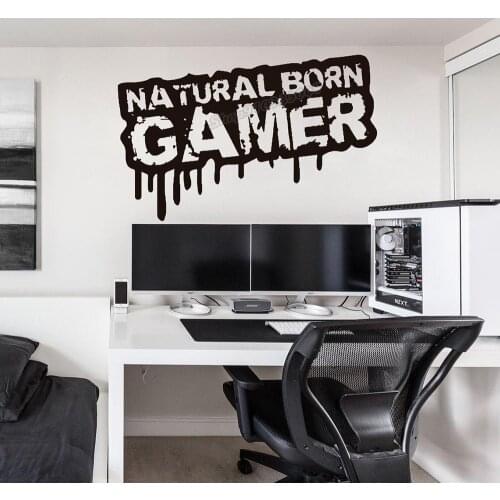 Natural Born Gamer Wall Decal Gamer Sticker Gaming Wall Decor Vinyl Gamer Wall Stickers Gaming Room Decoration Wallpaper B328