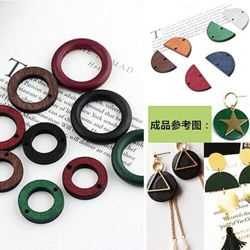 Wholesale 100PCS/Lot Colorful Wood Beads Geometric Semicircle Half Round Circle Hollow Out Style Wooden DIY Jewelry Accessories