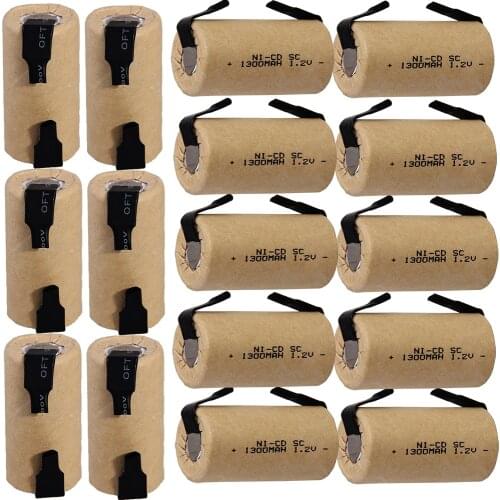 True capacity! 16 pcs subc battery ni-cd SC battery rechargeable nicd battery replacement 1.2v batteria 1300 mah power bank