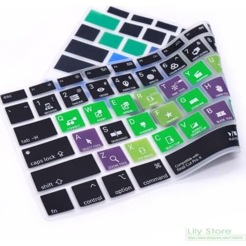 Silicone Keyboard Cover Skin for MacBook Air 13 Inch 2021 2020 Touch ID A2179 and A2337 M1 Chip Final Cut Pro X Shortcut Hotkey