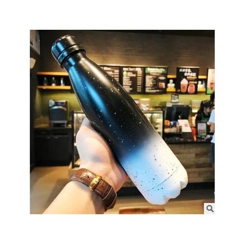 500ml Stainless Steel Thermos Vacuum Flask Bottle Coffee Milk Cup Lovers Gradient Color Outdoor Travel Sport Hot Water Bottles