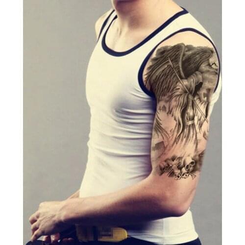 Waterproof Temporary Tattoo Sleeve Full Arm Large Skull Old School Tatoo Sleeve Stickers Flash Fake Tattoos for Men Women