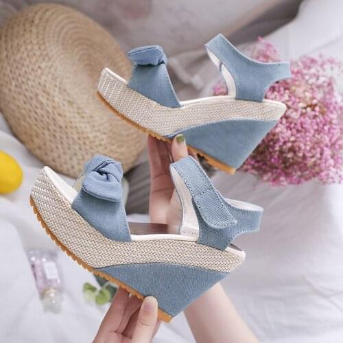 Women Sandals 2020 Summer Chunky High Heels Female Wedges Shoes for Women Platform Patchwork Casual Sandalia Feminina 11cm