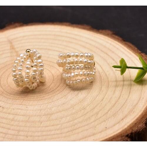 Handmade Pure Natural Freshwater Pearl Earrings Female Millet Beads Multi-Layer Earrings Pendants Wedding Party Gift Accessories