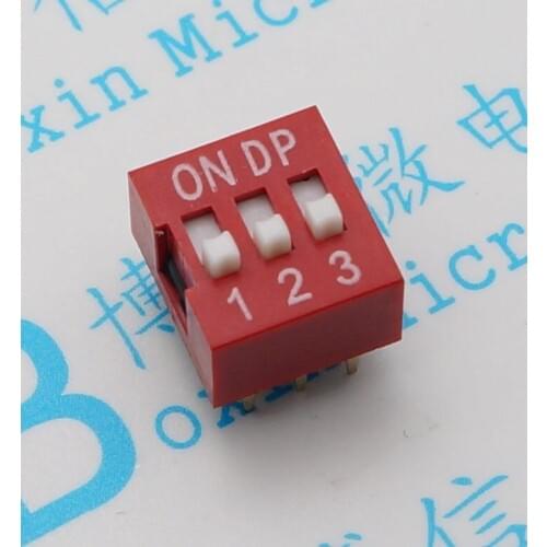 10Pcs/Lot Red 3 Bit Switch 3P 2.54 Mm Foot Distance Code Switch Code Switch Red