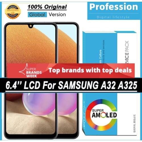 100% Original 6.4'' AMOLED Display for Samsung Galaxy A32 A325 A325F SM-A325F LCD Touch Screen Digitizer Assembly Repair Parts