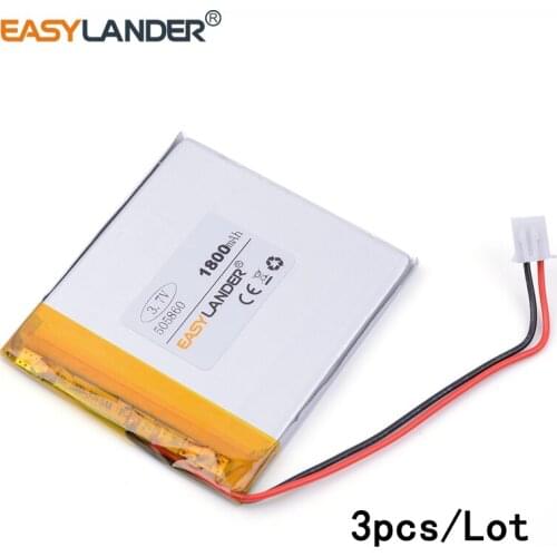 3pcs /Lot XHR-2P 2.54 1800mAh 505860 3.7v lithium Li ion polymer rechargeable battery mobile speakers navigator phone toys PDA