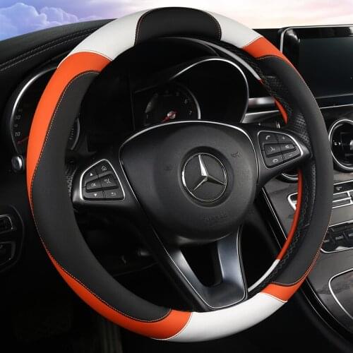 38cm PU Car Steering Wheel Cover Anti-Slip for Mercedes Benz AMG W207 W209 W204 W219 W156 W253 W292 W166 W222 W221 Accessories