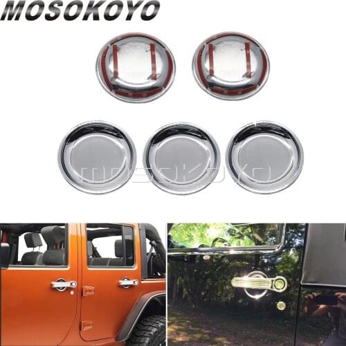 5pcs Silver Door Handle Bowl Recess Cover Guards Trim Stickers for Jeep JK Wrangler 4-Door 2007-2016 2017