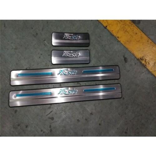 Accessories Fit for Ford Fiesta 2009 2010 2011 2012 2013 2014 2015 LED Scuff Plate Car Door Sill 4pcs set
