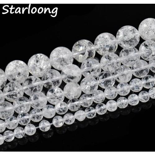 White Popcorn crystal beads natural clear snow cracked crystal stone beads 4/6/8/10/12MM Jewelry bracelet accessories DIY
