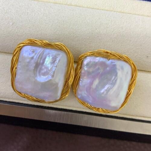 Noble Korean Fashion Trend Elegant Pearl Geometric Square Earrings Female Girls Fashion Jewelry Party Gifts