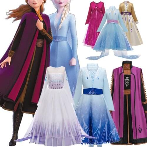 Children New Elsa Disney Dress Carnival Princess Costume Girls Frozen 2 Fancy Outfit Clothes anna Girl Birthday Party Dress 2021