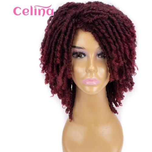 Dreadlock Crochet Twist Hair Wigs Short Synthetic Wigs For Black Women Soft Faux Locs 99J Dreads Braiding Crochet Fiber Hair Wig
