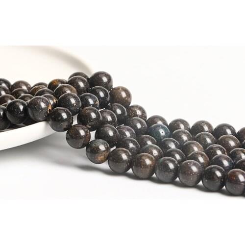 Icnway 15inch Natural Black Opal 6mm 8mm 10mm Round Gemstone Beads S925 Jewelry Making Necklace Bracelet Earrings