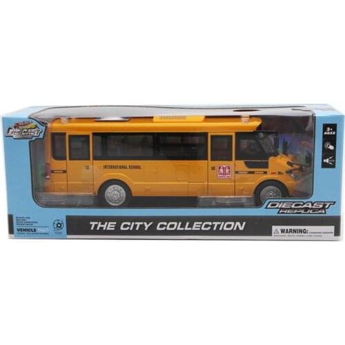 School Bus Toy Die Cast Vehicles Yellow Large Alloy Pull Back 9'' Play Bus with