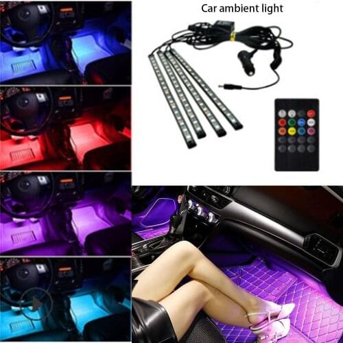Car Interior LED Decorative Light Bar Ambient Foot Lamp With Cigarette Lighter atmosphere lights Backlight 12v Auto Accessorie