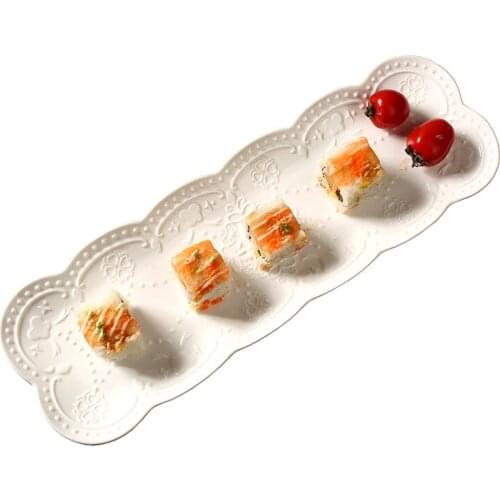 36*12*2cm Creative Japanese Relief Butterfly Dish Ceramic Sushi Plate Bread Snacks Rectangle Plate Of Dinner Plate Dishes for Ho