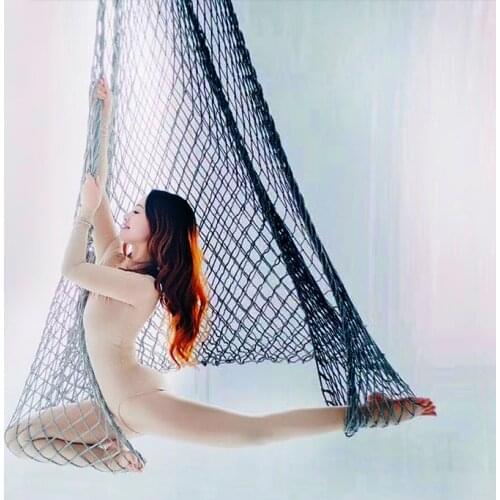 Fishing Net Design 4*2.8M/4.4*3 Yard Black Gradient Fly Yoga Hammock Set Yoga Swing with Carabiners for Acrobatics