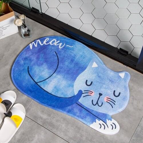 Lovely Color Cat Shape Mat Home Deco Rug Blue Yellow Color Floor Carpet For Living Room Bedroom