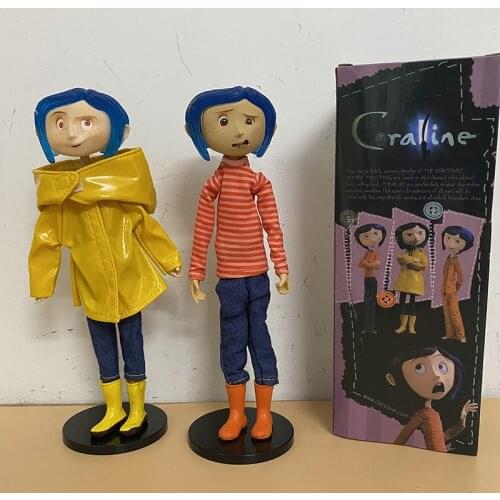 Coraline Doll Figure NECA Raincoat Action Figure The Secret Door Coraline Toys Christmas Gift 18cm