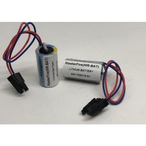 MasterFire 2pcs/lot New Original Battery For ER17330V MR-BAT CNC 3.6V 1700mah PLC Lithium Batteries with Plugs For Mitsubishi