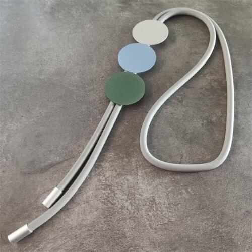 Fashion Necklace Round Metal Pendant Lightweight Rubber Tassel Vintage Punk Big Drop Long Paragraph Sweater Jewelry