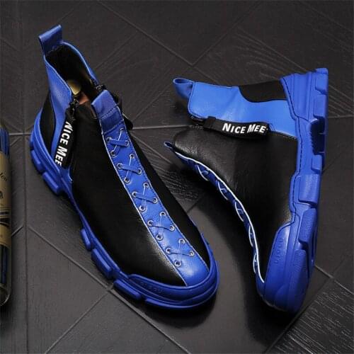 Yellow Slip On Mens High Top Breathable Casual Shoes Hip Hop Web Celebrity Flats Zip Ankle Boots Zapatillas Hombre