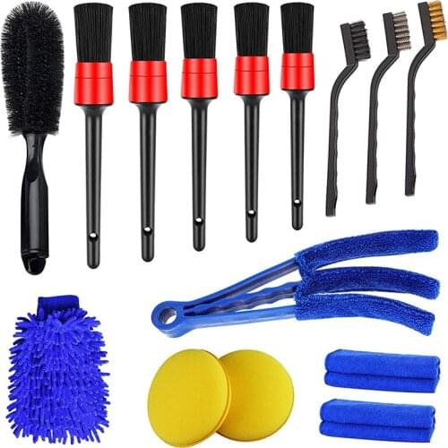 15 PCS Car Detailing Brush Set,Car Interior Cleaning Kit Includes Detail Brushes, Wheel Brush, Wheel Tire Brush Kit